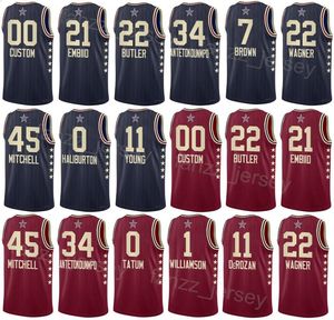 Basılı Basketbol 2024 All-Star DeMar DeRozan Jersey 11 Bam Adebayo 13 Paolo Banchero 5 Donovan Mitchell 45 Tyrese Maxey 0 Jaylen Brown 7 Kristaps Porzingis 8 Gömlek