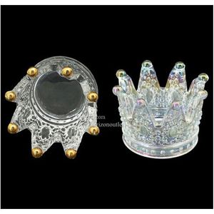 Ashtrays Crystal Glass Crown Shaped Votive Tea Light Candle Holder Crafted Jewelry Organize Plate Creative Ashtray Home Gold Purple Dhbsm