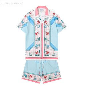 2024 NYHETER SOMMER MENS SHORTS OCH T-STRIKT SET CAS-BLANCA HERS SET Fashion Holiday Par Print Designer T-shirt Casual Short Sleeve Dress-Shirt 668