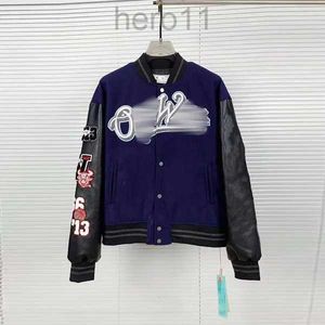 Off White Varsity Jacket Giacche da uomo Off Uomo Mens Designer di giacca a vento Vintage Loose Long Baseball Hip Hop Gceo YUVR