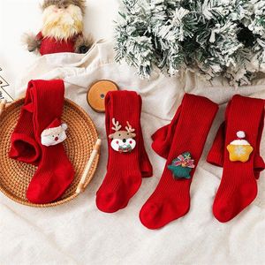 Frauen Socken Baby Strumpfhosen Cartoon Elch Weihnachtsmann Kinder Strumpfhosen Für Mädchen Jungen Weihnachtsbaum Gestrickte Leggings Kinder Kleidung Jahr geschenk