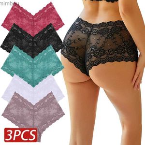 Sexy Set sexy Set 3pcs/Set Blumenspitzenhöhe Frauen sexy transparent hohe Taille weibliche Dessous brasilianische Slip Ladies Mädchen Unterwäsche intim C240410