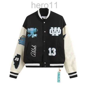 Off White Varsity Jacket Men's Jackets Offs Men Mens Designer of Windbreaker Vintage Loose Long Baseball Hip Hop Gceo NBUA