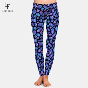 Capris Letsfind 2020 New Arrival High Quaility Women Full Legging High WAIST GALAXY CRYSTALS PRINT FIESSセクシーなスリムレギンス