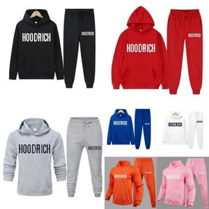 2024 Kış Spor Kapüşonu Erkekler için Hoodrich Trailsuit Mektup Havlu İşlemeli Kış Sweatshirt Hoodie Erkekler İçin Renkli Mavi Katı Sweater Seti KHRC