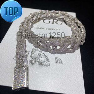 Full Iced Out Classic Box Clasp Moissanite Cuban Link Chain Fine Hip Hop Men Jewelry Necklace Bling Diamond 4CPY