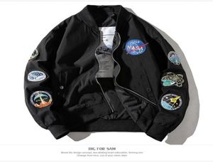 Projektant kurtki NASA odzież lotu pilota męskie kurtki bombowce wiatrówki zima ciepła gęsta sportowy płaszcz hip -hopowy jesień p3586683