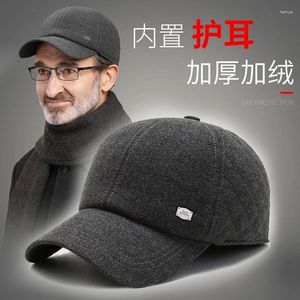 Berretto da baseball da uomo di mezza età vecchio cappello autunno inverno caldo berretto da baseball papà nonno protezione per le orecchie in cotone