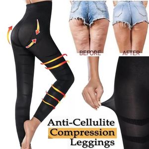 Capris Leggings a vita alta Donna Scolpire le gambe del sonno Legging Controllo della pancia Mutandine scarne Leggings dimagranti Pantaloni più sottili della coscia