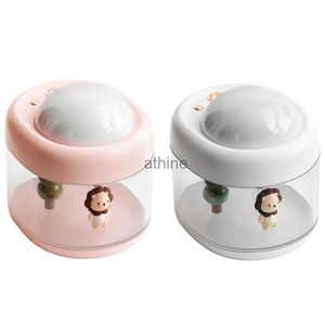 Humidifiers Cute Lion Projection Humidifier Rotating 500Ml Large Capacity Mini Usb Desktop Humidifier For Office YQ240122