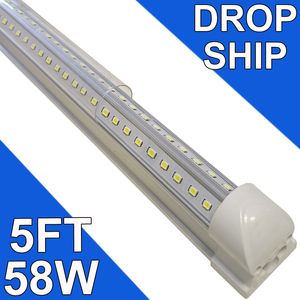 5ft LED -butiksljus, 5 fot 5 'V -form Integrerad LED -rörljus, 58W 5800lm Klar täckning Länkbar ytmonteringslampa, ersätt T8 T10 T12 fluorescerande ljus usastock