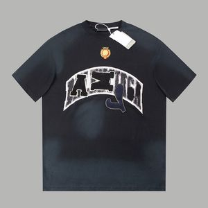 人気のバレンシガンメンズ春夏Tシャツパリムーン逆さまのダウンTシャツ黒いヴィンテージの摩耗とダーティエフェクトジャージーメンズスポーツTシャツ294