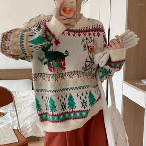 Damenpullover Hsa Weihnachts-Pullover Herbst/Winter lockeres und faules gestricktes Unterhemd Western Vielseitig Liebes Cartoon-Top