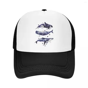 ボールキャップグレーの野球キャップデザイナーハットキッズの水彩クジラトリオ| -F- |女性の男子