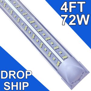 LED T8 Integrated Fixture 4FT 72W Linkable LED Shop Light, LED Ceiling Light and Under Cabinet Light, for Cooler, Garage, Warehouse, Clear Cover 25 Pack usastock