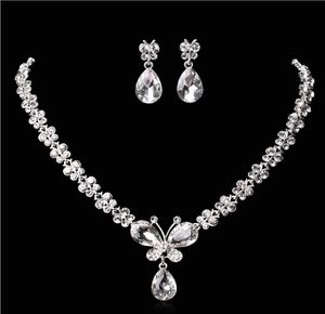 Wedding Jewelry Shining New Cheap 2 Sets Rhinestone Bridal Jewelery Accessories Crystals Necklace and Earrings for Prom Pageant Pa6028865