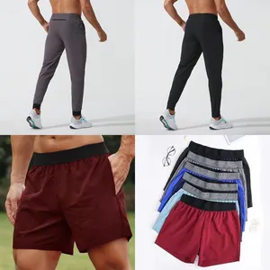 Lulules Men Yoga Sports Pants Men Jogger Shorts Pants Fitness Gyms For Runners Man Workout Outdoor Fitness Solid Color Casual Running Quarter Pant drawstring