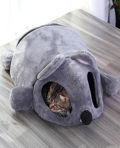 Cute Cat Soft Cave Bed Funny Mice Shape Kitten House With Two Playing Ball Toys Warm Nest Pet Cats Sleeping Mat LJ2012253859893