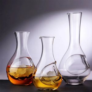 300400ml Creative Japanese Style Glass Wine Bottle Thumb Hole Sake Ice Jug Decanter Bar Cocktail Champagne Cooling Tools 240119
