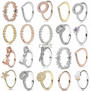 New High Quality Popular 925 Sterling Silver Cheap Rose Gold Fit Thin Finger Rings Stackable Party Round Ring Women Original Pandoraa Jewelry Gifts