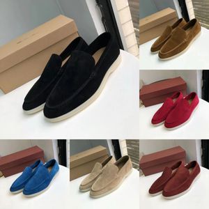 Designer LP Shoes Walk Charms Suede Loafers Aprikos äkta läder Men avslappnad slip på lägenheter Kvinnor Lyxiga designers Flat Dress Shoe Factory Factorwear