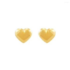 Stud Earrings Girls 10K Yellow Gold Puffed Heart With Safety Screw Back