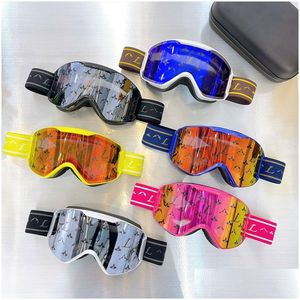 Ski Goggles Дизайнерские солнцезащитные очки профессиональные лучшие розовые очки синие двойные туманные туман