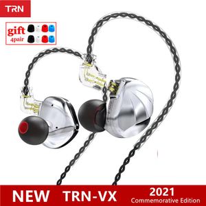 Kopfhörer 2021 TRN VX Silber 6BA 1DD Hybrid Einheit In Ohr Kopfhörer IEM HIFI DJ Metall Sport Musik Ohrstöpsel Headset TRN T300 BA15TA1 BT20SPRO