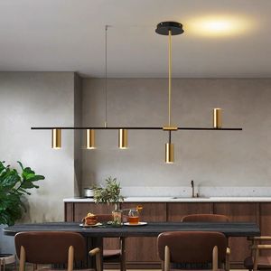 Kitchen Hanging Ceiling Lamps Simple Modern Style Long Chandelier LED Living Room Pendant Light Fixture Dining Bar Counter Lamp