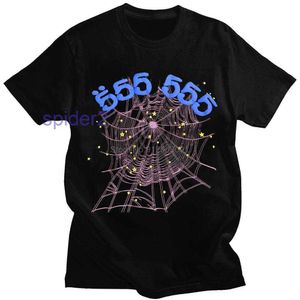 メンズTシャツヴィンテージ印刷SP5DE 555555エンジェル番号Tシャツ男性女性B品質スパイダーウェブパターンTシャツトップティーG230427 TGU​​V