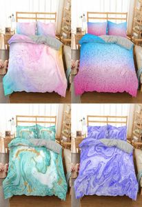 Homesky Chic Girly Marble Däcke Cover Colorful Glitter Turquoise Bedding Comporter Set Abstract Aqua Teel Blue Quilt Cover 2011275493496