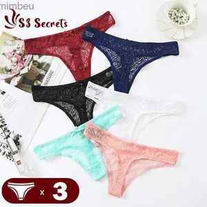 Sexy conjunto 3 pçs/lote malha g-string sexy feminino oco roupa interior feminina calcinha transparente meninas respirável lingeries cintura baixa tangas M-XLL240122