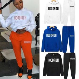 2024 Wintersport-Hoodie für Männer Hoodrich Trainingsanzug Brief Handtuch bestickt Winter Sweatshirt Hoodie für Männer bunt blau solide Pullover Set kJTY