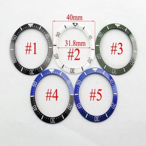 BLIGER 40MM 31 8mm svartgrön blå keramisk bezel lysande klocka Bezel Insert Fit Automatisk 43mm Watch P502229F