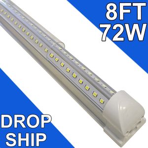 8ft LED -butik Ljus fixtur - 72W T8 Integrerad LED -rörljus - 6500K 7200lm V -form Länkbar - Hög utgång - Clear Cover - Plug and Play - 270 graders garage, butik usastock