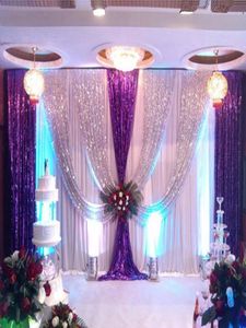 Cenários de casamento de seda gelo dourado com fundo de palco swag cortina e cortina 20 pés w x 10 pés h para decoração de casamento5683096