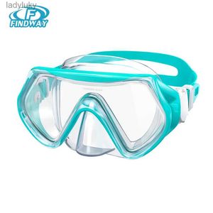 Diving Masks Findway 5-16 Kids Snorkel Mask Diving Snorkel Swimming With Nose Cover Anti-fog 180 Vide Vision Swimming Goggles for Boys GirlsL240122