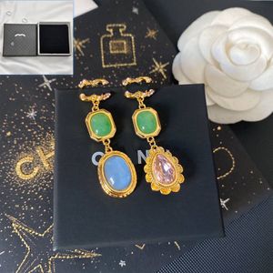 Earring stud Charm Gem Gold Plated Designers Boutique Earring Box Packaging Birthday Gift Jewelry Winter New High Quality Pendant Dangle