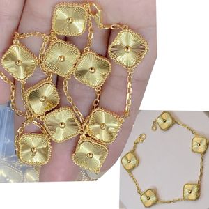 Colares de trevo de luxo pulseiras de designer conjunto de joias de diamantes para mulheres colares de flores van trevo pulseira presentes pulseiras pulseira de ouro rosa presentes para irmã
