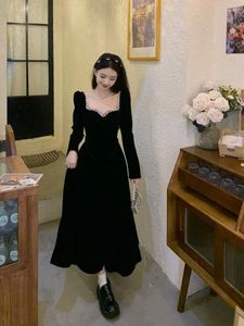 Casual Dresses 2024 Autumn Sexy For Office Lady Winter Velvet Mopping Long Dress Pregnant Women Party Costum T645