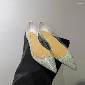 Sandały wskazane palce czysty projektant PVC płaski poślizg na pompkach damskie sukienki buty mieszane kolorowe muły 2024