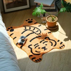 Tapetes dos desenhos animados decoração tapete para quartos quarto banheiro piso uma peça entrada estética bonito tigre branco laranja tapete pequeno tapete