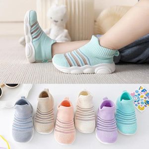 First Walkers Children Knitted Breathable Walking Shoe Lightweight Baby Sneakers Toddler Boys Girls Non-slip Tennis Shoes Slip On Floor