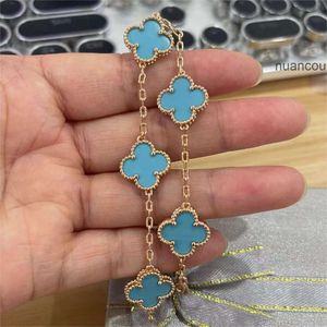 Van Clover Jewelry Cleef Armband Van Clover Armband Luxury Brand Clover Designer Armelets smycken 18K Gold Blue Turquoise Stone Butterfly Love 5 Flowers Diamond