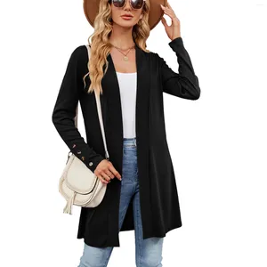 Women's Trench Coats Autumn Winter Button Knitwear Fashion Long Sleeve Oversized Solid Color Casual Cardigan Tops