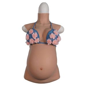 Kostymtillbehör nio månader gravida bröst falska bröst med magen silikon bröst bildar cosplay crossdresser