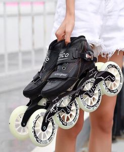 Speed ​​Inline Skates Włókno węglowe 490100110 mm Konkurs 4 Wheels Street Racing Skating Patines Podobne PowerSlide11381129