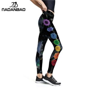 Capris nadadeo Nowe siedem czakry geometryczne wydrukowane kobiety legginsy mandala fiess high tali