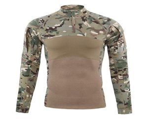 Men039s Manica lunga Army Camouflage Quick Dry Magliette Tattiche da combattimento Sport Tee Shirt Outdoor Protezione UV 14 zip Pullover 7175400