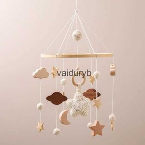 Mobiles# Crochet Star Baby Sonaglio Giocattoli Mobile in legno sul letto Culla musicale per neonati Letto Campana Nursery Giocattoli appesi Star Wind mevaiduryb